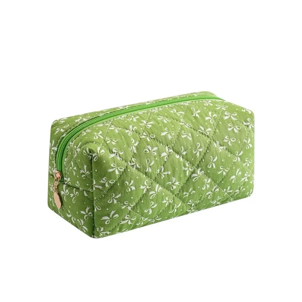 NEW Small Green Quilted Floral Cosmetic Bag
